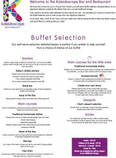 Kaleidoscope Restaurant menu